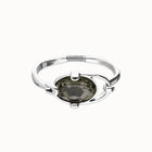 Bangle bracelet with oval faceted gray crystal